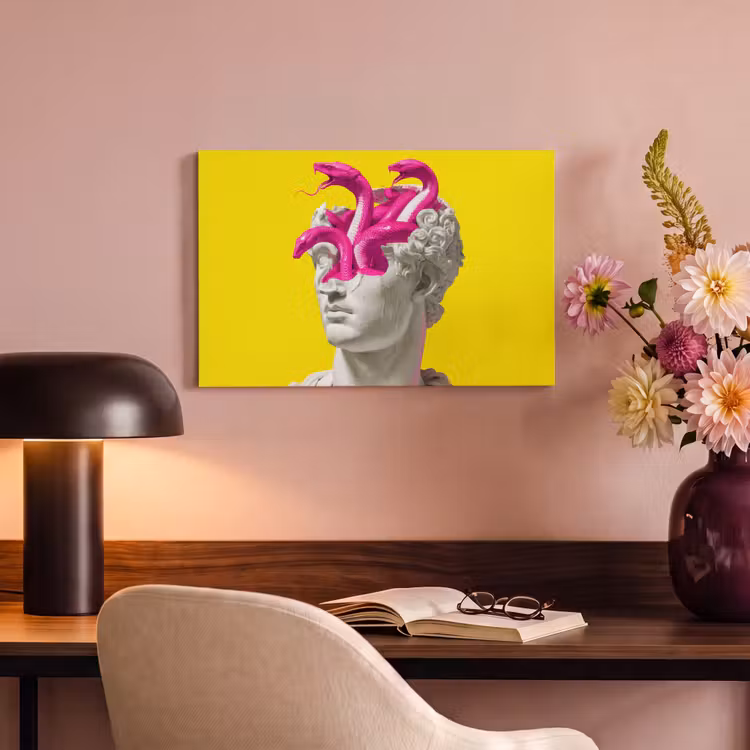 Canvas schilderij - Buste - Slangen - Geel — 4