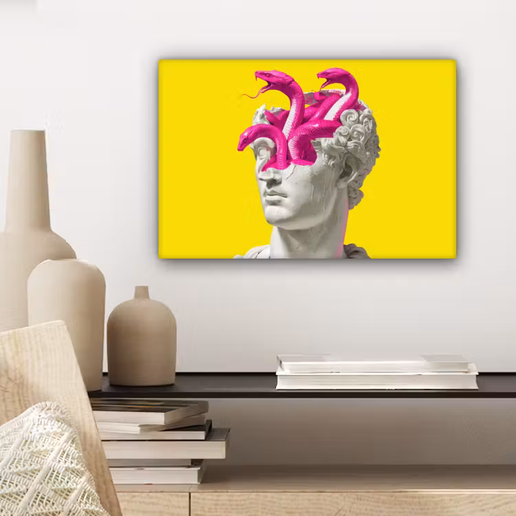 Canvas schilderij - Buste - Slangen - Geel — 5