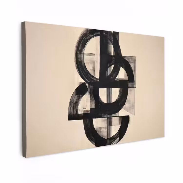 Canvas schilderij - Cirkels - Lijnen - Vormen - Zwart — 1