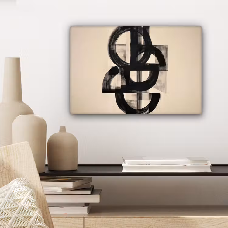 Canvas schilderij - Cirkels - Lijnen - Vormen - Zwart — 5