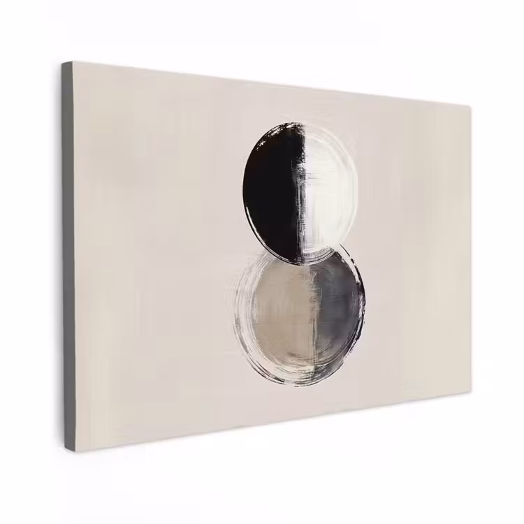 Canvas schilderij - Cirkels - Strepen - Minimalistisch - Zwart — 1