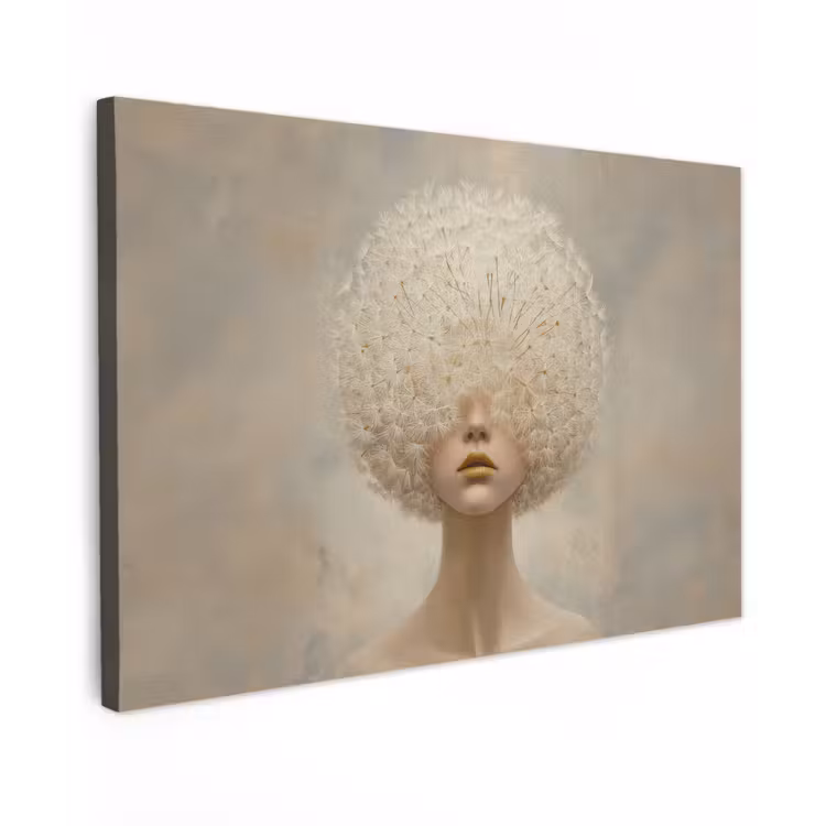 Canvas schilderij - Dromerig - Beige - Paardenbloemzaadjes — 1