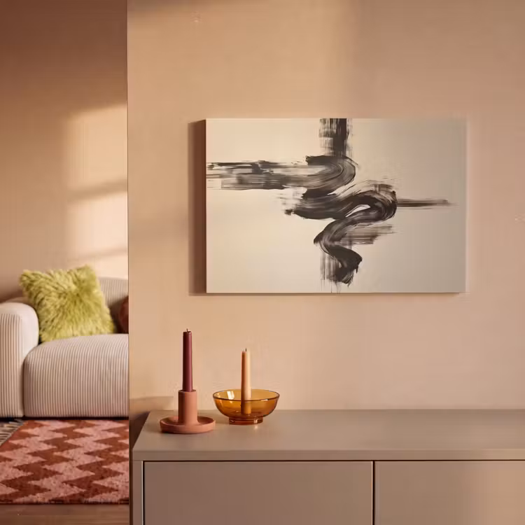Canvas schilderij - Golven - Penseelstreken - Beige - Minimalistisch — 2