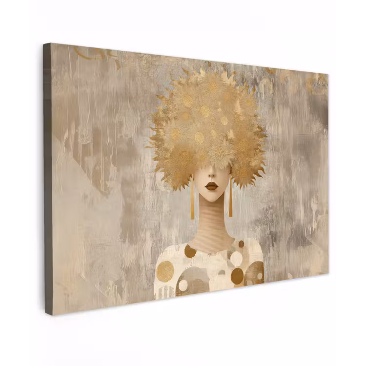 Canvas schilderij - Goud - Portret - Vrouw — 1