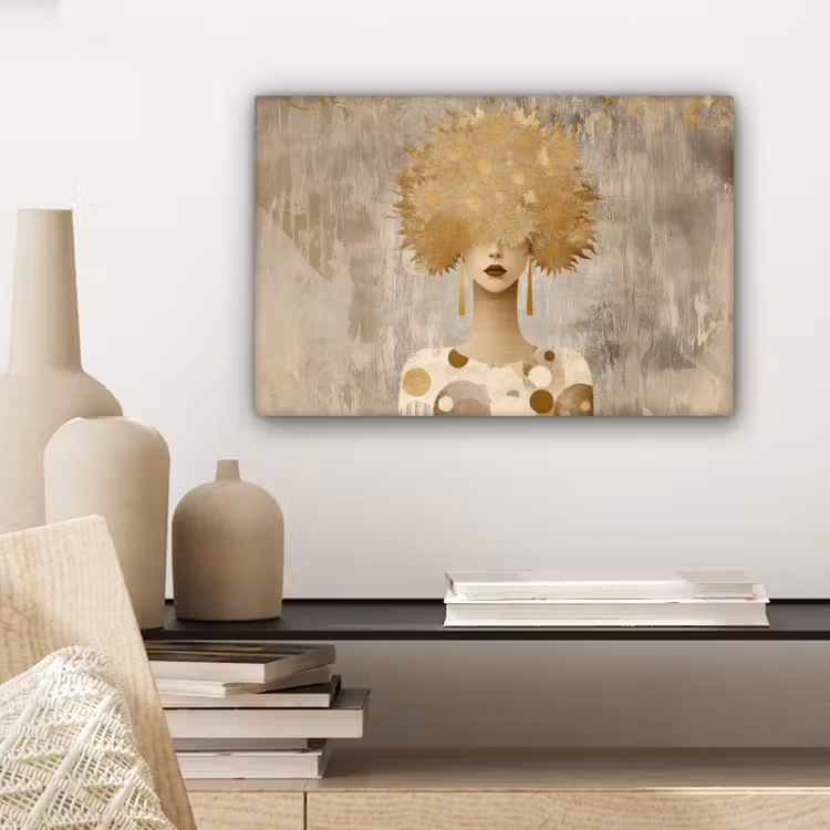 Canvas schilderij - Goud - Portret - Vrouw — 5