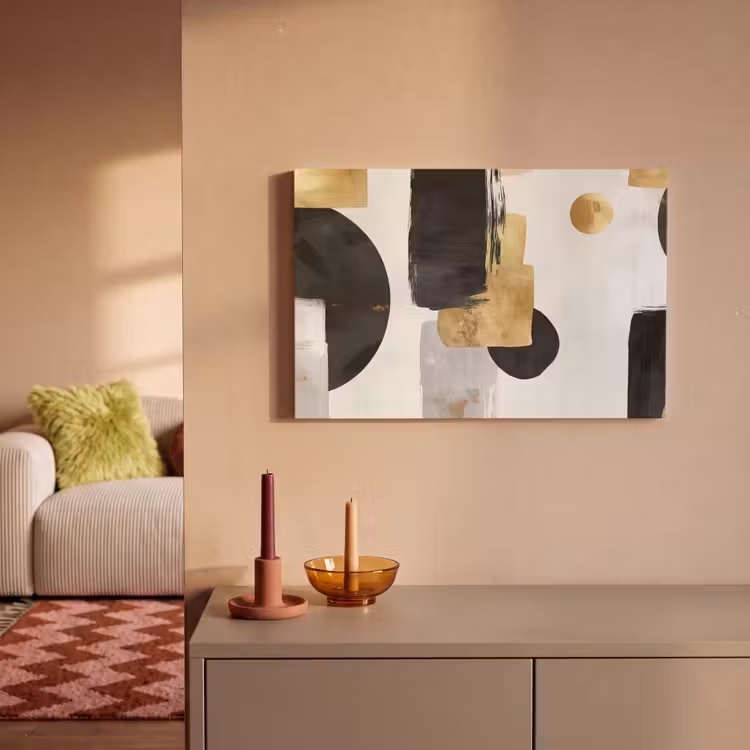 Canvas schilderij - Goud - Rechthoeken - Cirkels - Abstract — 2