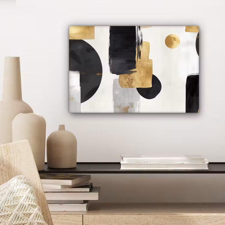 Canvas schilderij - Goud - Rechthoeken - Cirkels - Abstract — 5