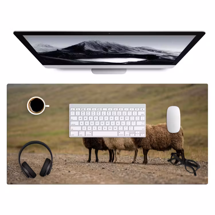 Bureau onderlegger - Schapen - Bruin - Wit - Grindpad — 4