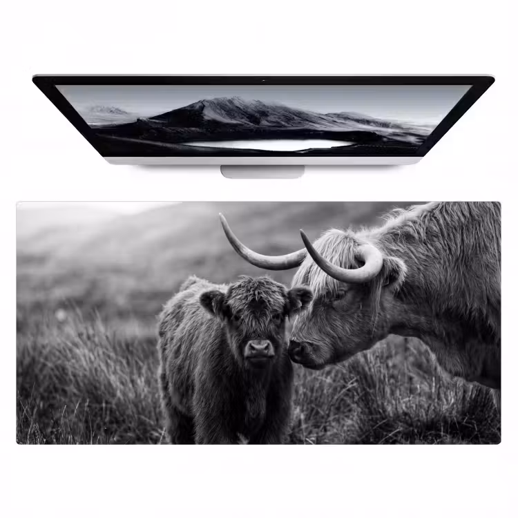 Bureau onderlegger - Schotse hooglander - Kalf - Zwart - Wit — 1
