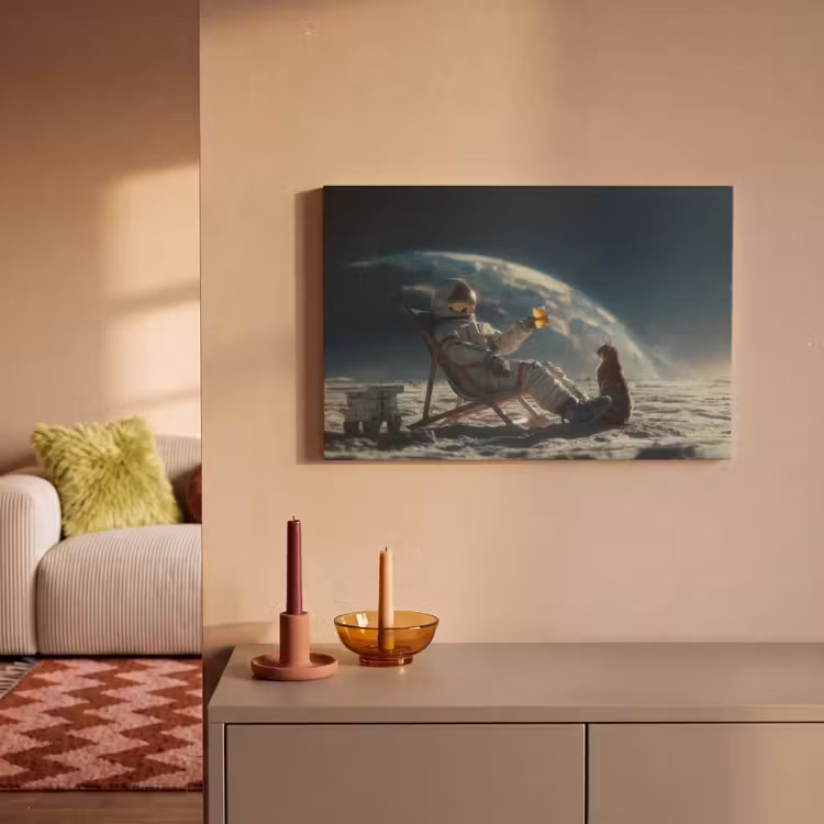 Canvas schilderij - Astronaut - Kat - Glas - Stoel — 2