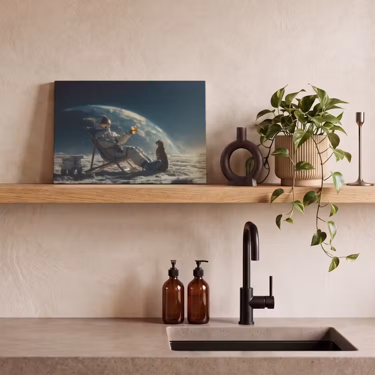 Canvas schilderij - Astronaut - Kat - Glas - Stoel — 3