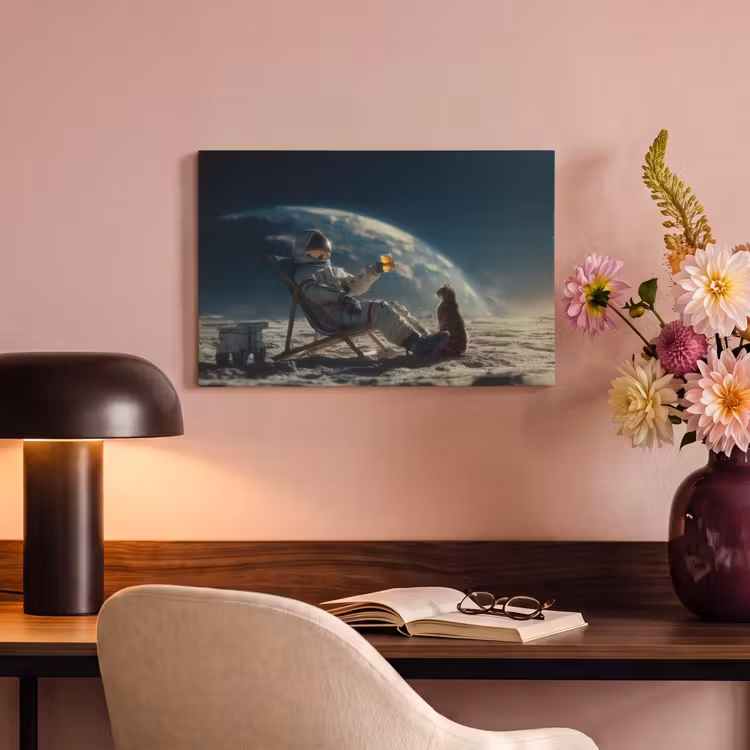 Canvas schilderij - Astronaut - Kat - Glas - Stoel — 4