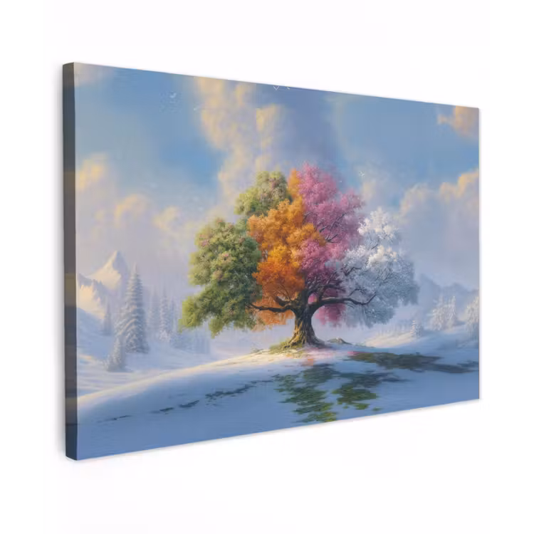 Canvas schilderij - Boom - Seizoenen - Winter - Landschap — 1