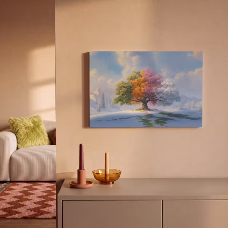 Canvas schilderij - Boom - Seizoenen - Winter - Landschap — 2