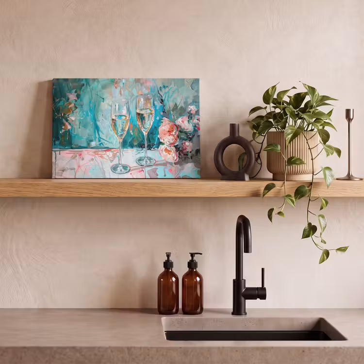 Canvas schilderij - Champagne - Schilderij - Bloemen - Kunst — 3
