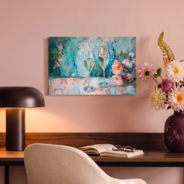 Canvas schilderij - Champagne - Schilderij - Bloemen - Kunst — 4