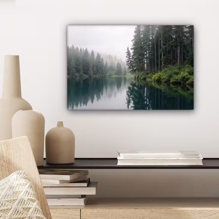 Canvas schilderij - Bergen - Meer - Bos — 5