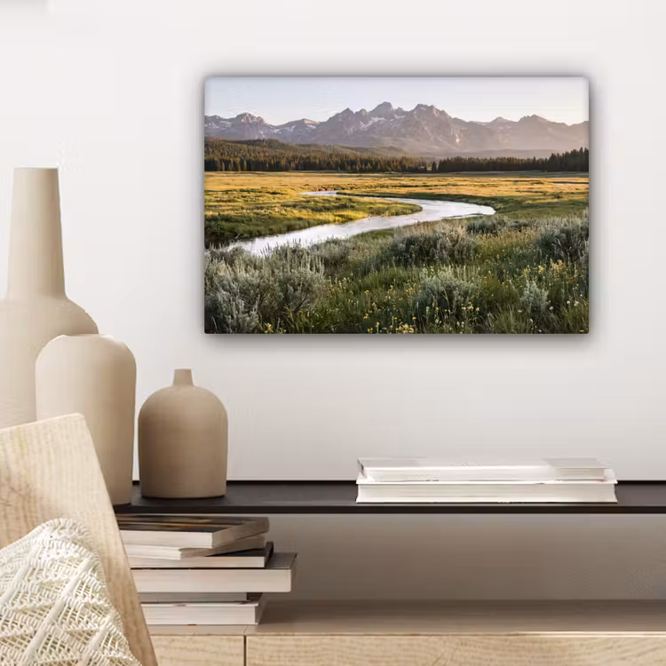 Canvas schilderij - Berglandschap - Rivier - Bos — 5