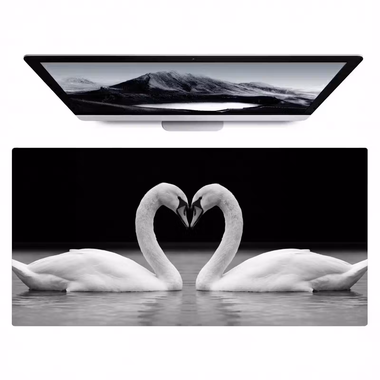 Bureau onderlegger - Zwanen - Hart - Zwart - Wit — 1