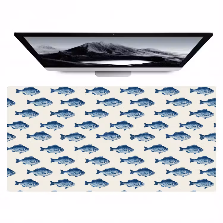 Bureau onderlegger - Vis - Patroon - Blauw — 1