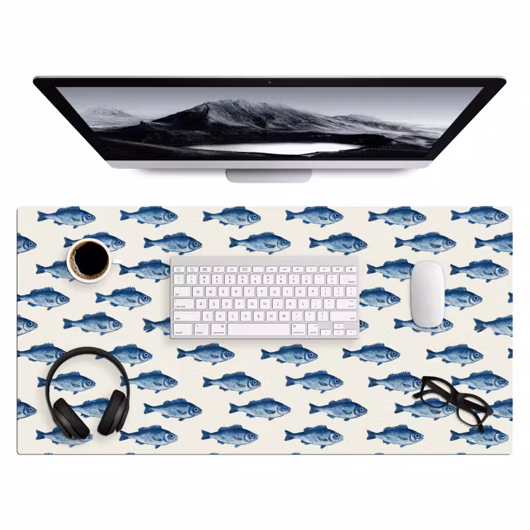 Bureau onderlegger - Vis - Patroon - Blauw — 4