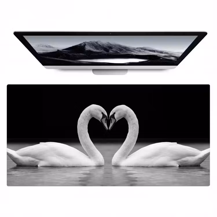 Bureau onderlegger - Zwanen - Hart - Zwart - Wit — 1