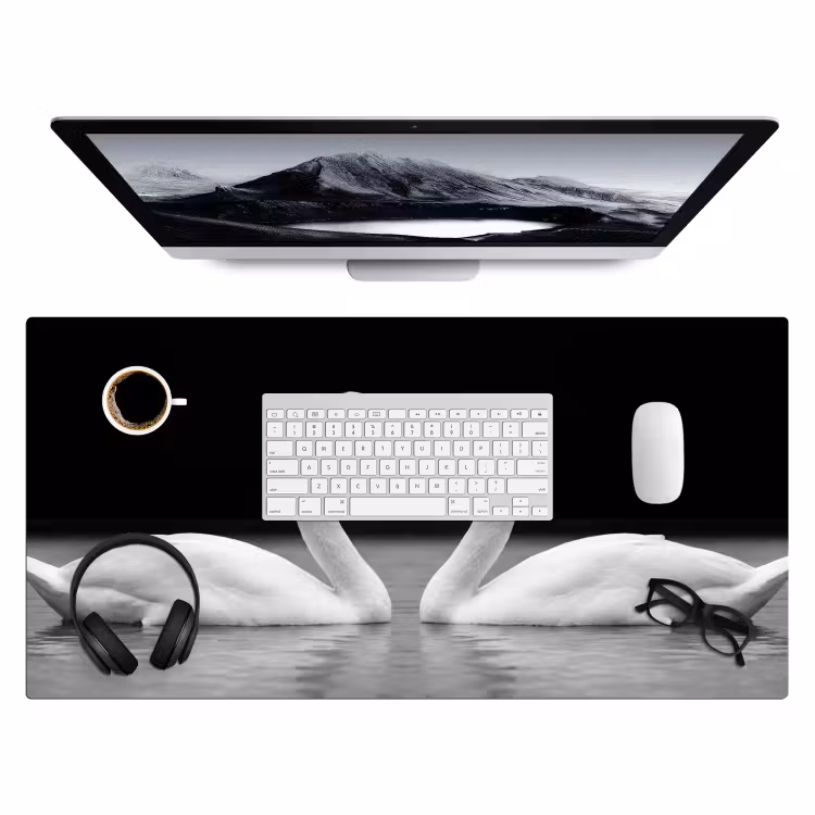 Bureau onderlegger - Zwanen - Hart - Zwart - Wit — 4