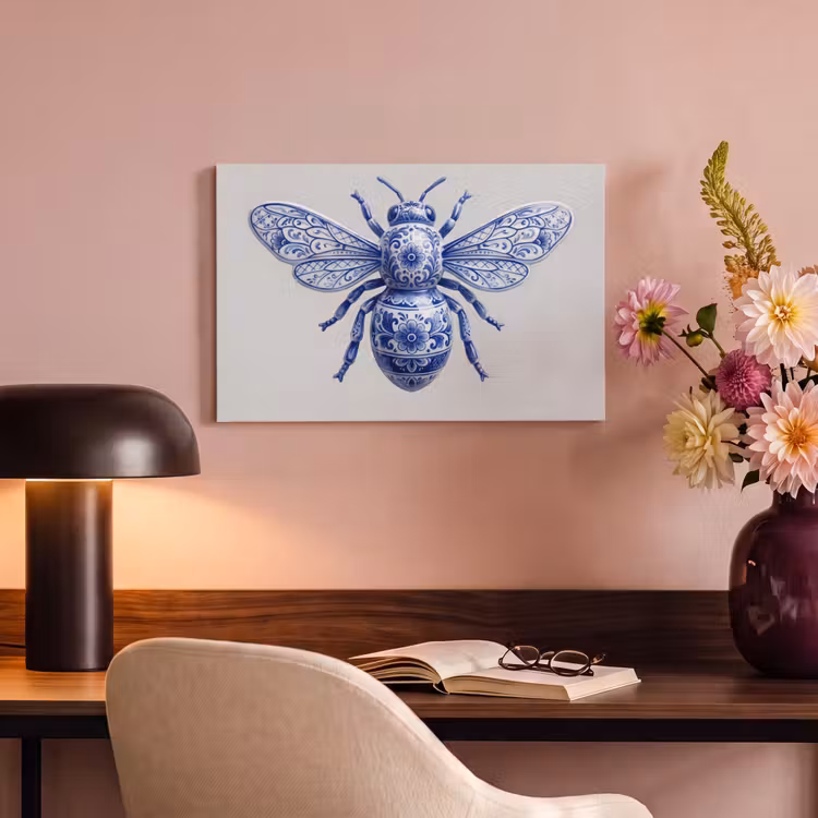 Canvas schilderij - Bij - Modern - Delfts - Blauw — 4