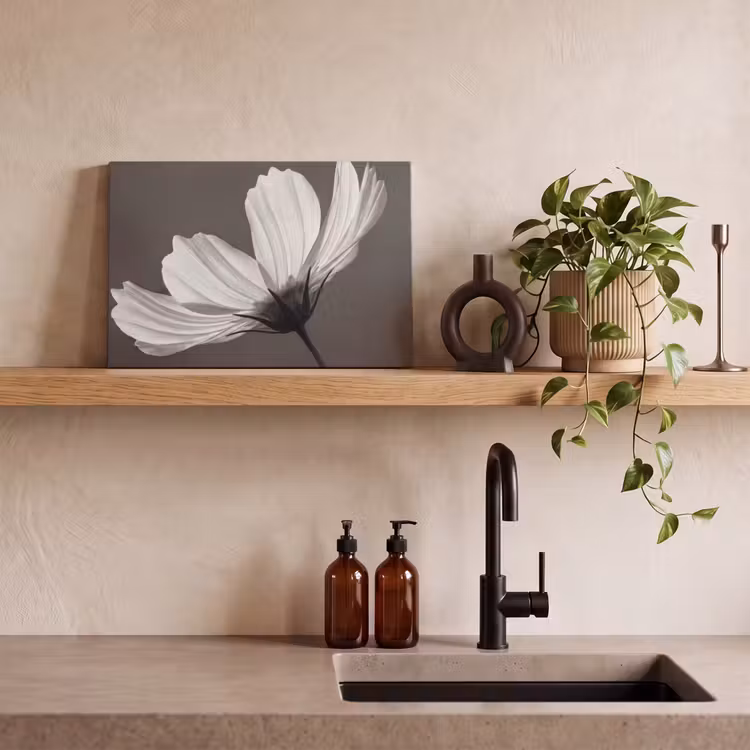 Canvas schilderij - Bloem - Minimalistisch - Zwart - Wit — 3
