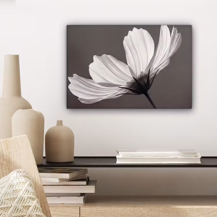 Canvas schilderij - Bloem - Minimalistisch - Zwart - Wit — 5