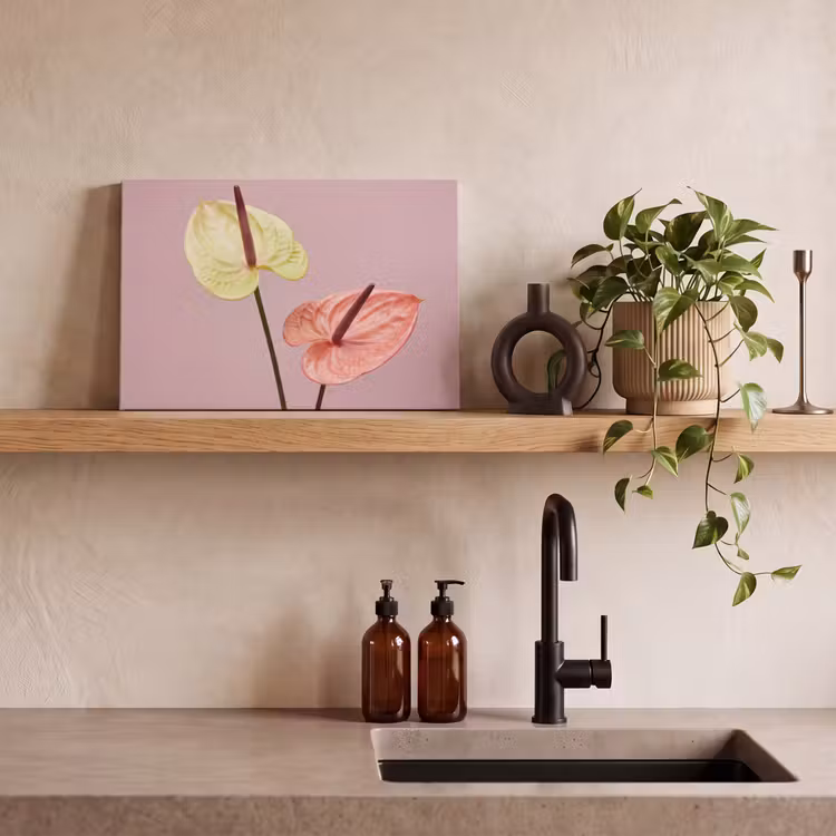 Canvas schilderij - Bloemen - Anthuriums - Geel - Roze — 3