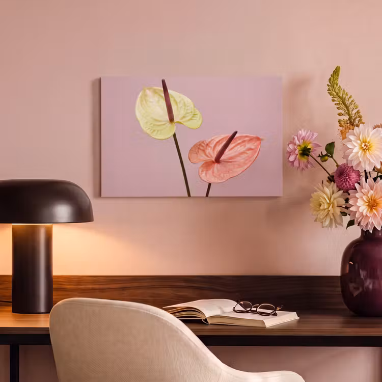Canvas schilderij - Bloemen - Anthuriums - Geel - Roze — 4