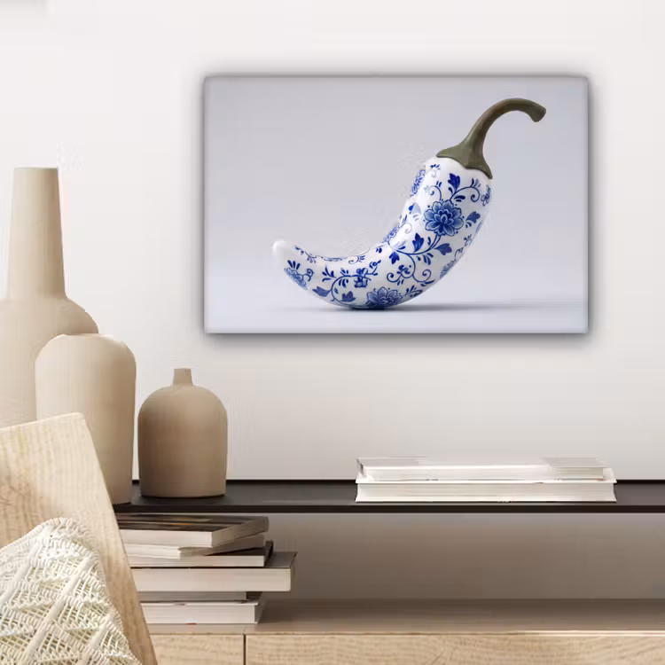Canvas schilderij - Chilipeper - Keramiek - Blauw — 5