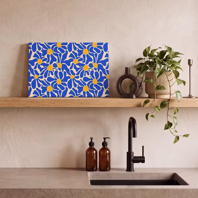 Canvas schilderij - Abstract - Bloem - Blauw — 3