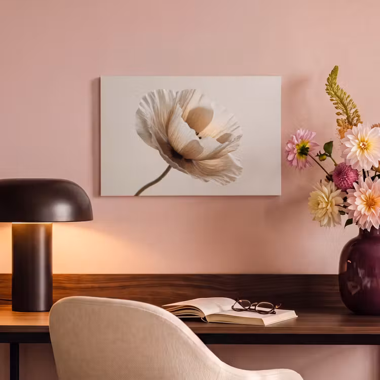 Canvas schilderij - Bloem - Beige - Crème — 4