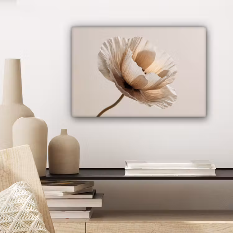 Canvas schilderij - Bloem - Beige - Crème — 5