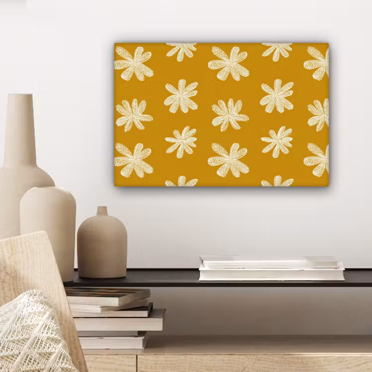 Canvas schilderij - Bloem - Speels - Okergeel — 5