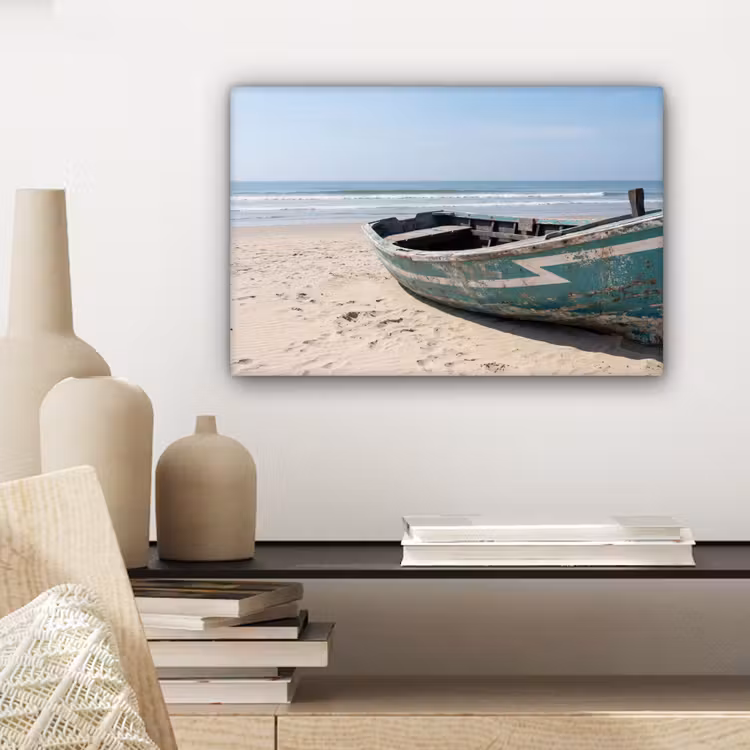 Canvas schilderij - Boot - Zandstrand - Zee — 5