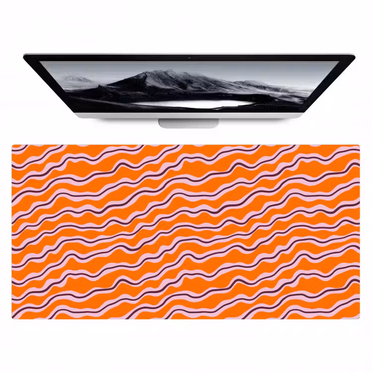 Bureau onderlegger - Retro - Golvend - Oranje — 1