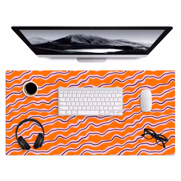 Bureau onderlegger - Retro - Golvend - Oranje — 4