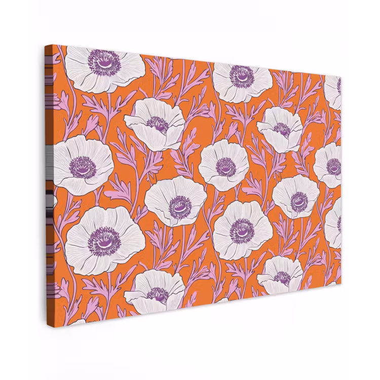 Canvas schilderij - Bloemen - Grafisch - Oranje — 1