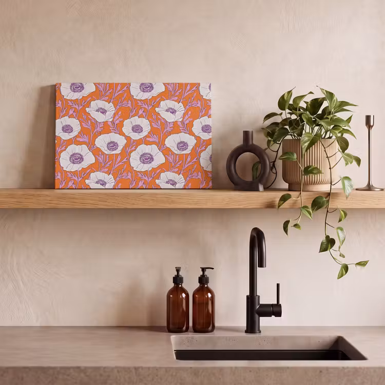 Canvas schilderij - Bloemen - Grafisch - Oranje — 3