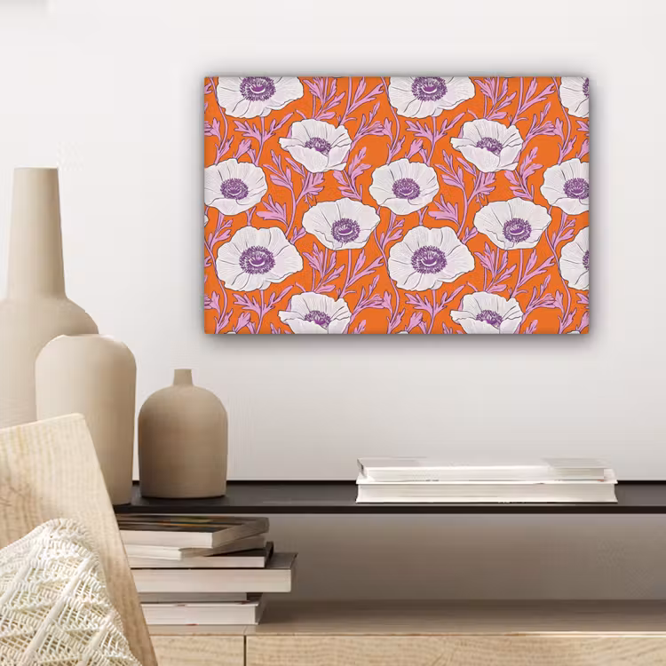 Canvas schilderij - Bloemen - Grafisch - Oranje — 5