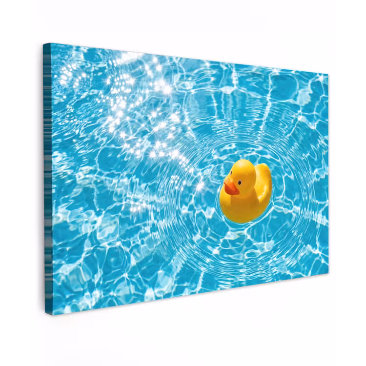 Canvas schilderij - Badeend - Dobberen - Blauw — 1