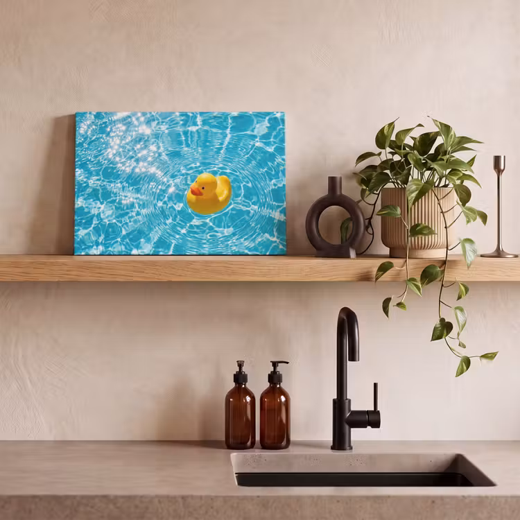 Canvas schilderij - Badeend - Dobberen - Blauw — 3