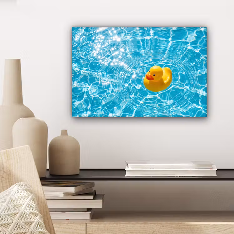 Canvas schilderij - Badeend - Dobberen - Blauw — 5