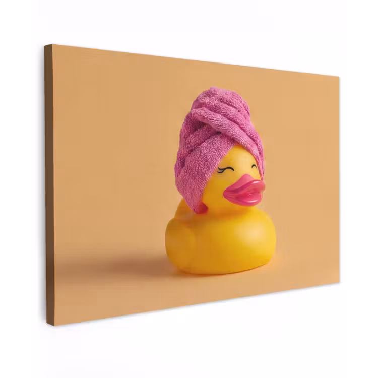 Canvas schilderij - Badeend - Handdoek - Kleurrijk — 1