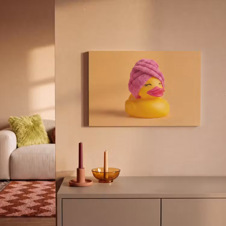 Canvas schilderij - Badeend - Handdoek - Kleurrijk — 2