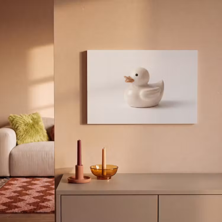 Canvas schilderij - Badeend - Minimalistisch - Wit — 2