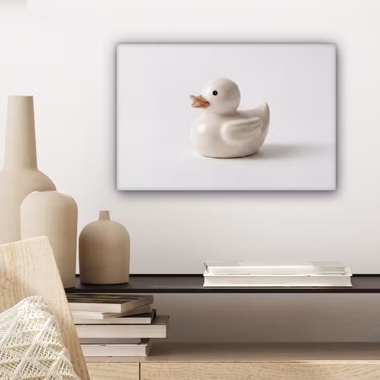 Canvas schilderij - Badeend - Minimalistisch - Wit — 5